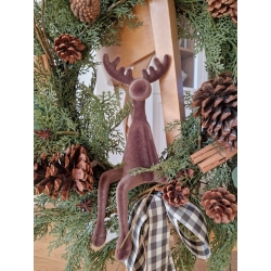 Wieniec zimowy świąteczny na drzwi Boże Narodzenie zielony renifer 60 cm